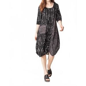 NEW LIV BY HABITAT stripe ruched dress in black